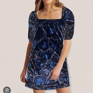 Miss Sixty Crushed Velvet Mod Babydoll Dress w/ Square Neckline & 3/4 Sleeves